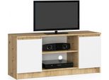 Mobile Tv In Rovere Artisan E Bianco Con 2 Cassetti E 2 Ripiani