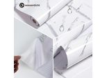Yakimz 500Cm X 61Cm Mobili Foil Adesivo Vinile Autoadesivo Carta Da Parati Cucina Adesivo Foil Glitter Impermeabile 1 Rotolo Marmorizzato - Bianco