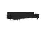 Divano Letto A L Nero 275X140X70 Cm In Velluto
