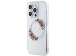 Guess Guhmp15Lhfwfct Custodia Rigida Trasparente Per Iphone 15 Pro 6.1 Iml Flowers Wreatch Magsafe