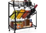Belle Vous Portaspezie Per Il Piano Di Lavoro Della Cucina In Nero - Mobiletto Organizzatore Per La Cucina - Portaspezie Autoportante In Ferro - Scaffale Per Spezie -