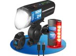 Fischer 50685 Fischer Set Di Illuminazione Led Ricaricabile Twin Stop, 100/80 Lux