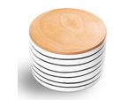 Gmundner Keramik Nero Fiammato, Vaso Da Conserva Con Coperchio In Legno H. 9 Cm