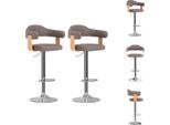 Vidaxl 2 Pezzi. Sgabello Da Bar In Legno Curvato E Tessuto Taupe - Sgabello Da Bar