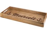 Gilde Tablett, Rechteckig, "Meerzeit"", Schriftzug, Mangoholz, Naturfarben, , L. 20 Cm, B. 50 Cm, H. 5 Cm 41275"