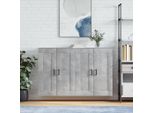 The Living Store Armadi A Muro 2 Pz. Materiale A Base Di Legno Grigio Cemento