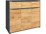 Vicco Credenza Ruben, 120 X 101 Cm Con Cassetti, Antracite/Quercia Dorata