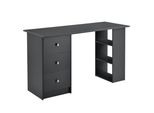 In And Outdoormatch Scrivania Ollie - Con 3 Cassetti - 120X49X72 Cm - Grigio Scuro - Truciolare - Design Elegante