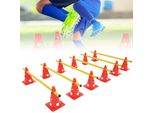 Set Di 6 Ostacoli Yuenfong, Allenamento Di Coordinazione, Ostacoli A Cono 12 Coni Rossi: 32 Cm+ 6 Pali Gialli: 1 M, Allenamento Di Agilità Per Bambini, Cani, Cavalli