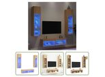 The Living Store Parete Attrezzata A 6 Pezzi Con Illuminazione A Led Materiale In Legno Rovere Sonoma