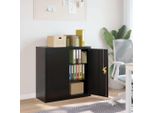 The Living Store Schedario Nero 90X40X90 Cm In Acciaio