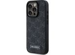 Karl Lagerfeld Klhmp15Xpkhporpk Custodia Rigida Per Iphone 15 Pro Max 6.7 In Pelle Nera Monogram Logo In Metallo Magsafe