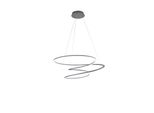 Sospensione A Led Spira In Metallo Colore Grigio Metallizzato 96W