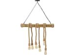 Mauro Ferretti Plafoniera Corda Di Bambù 6 Luci E27 80X15X120 Cm Marrone
