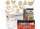 Set Di Pittura Creativa Per Bambini - Colori Phoenix, Set Di Pennelli, Tavolozza, Legni
