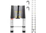 Scala Telescopica Jayseuw In Alluminio Leggero Antiscivolo 4,4 M Argento + Ganci Scala Multifunzione Scala Multiuso Scala Estensibile 15 Gradini Scala A Pioli In Alluminio Di Alta Qualità Capacità Di Carico 150 Kg