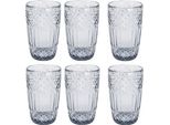 Set Di 6 Bicchieri Excellent Houseware, Vetro, 8X13 Cm, 380 Ml, Trasparente/Nero