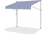 Aopunly Tenda Da Sole A Morsetto 400X120Cm Tenda Da Sole Per Balcone Regolabile In Altezza Con Manovella Protezione Solare Senza Foratura Per Terrazza E Balcone Blu Bianco