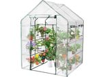 Clanmacy Serra In Foglio Per Pomodori, Con Rete A Traliccio In Foglio Per La Coltivazione Del Giardino, Tetto A Punta, Bianco, 143X143X195 Cm (Lxlxh) Riutilizzabile