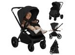 Lionelo Mika Plus Passeggino Universale Fino A 22 Kg Elevata Manovrabilità Cappottina Xxl Con UPF50+ Black Onyx