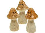 Incantevoli Funghi Decorativi In Ceramica Marrone, Statuette Autunnali Per La Tavola, Set Di 3 Ø6Cm H10,5Cm, 3 Pezzi