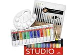 Set Per Pittura - Colori Acrilici Phoenix 12X12 Ml, Pennelli 15 Pezzi, Tavolozza