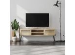 Decortie Naive Supporto Tv Moderno Elemento Tv Centrale Multimediale In Rovere Con Mobile 140 X 36 X 51 Cm
