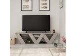 Decortie Ralla Supporto Tv Moderno Centro Multimediale Mobile Tv Moka Chiaro Con Ripiani , 158 X 30 X 40 Cm