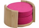 Kesper Sottobicchieri 12 Pezzi, Diametro 10 Cm, Bambù/Feltro, Rosa