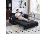 Lvhom Divano Letto Con Schienale Regolabile In 3 Posizioni E Usb, Divano Letto Estraibile, 2 Posti Con Portabicchieri Salvaspazio 139X73X83Cm, Nero