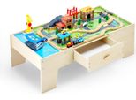 Tavolo Attività In Legno Vevor, 62 Pezzi, Tavolo Per Bambini Con Grande Cassetto, Set Ferroviario 3 In 1 Per Giocare, Dipingere, Leggere, Mangiare, Set Di Giocattoli Creativi Per Bambini A Partire Dai 3 Anni Di Età