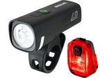 Sigma Sport Set Di Luci Ricaricabili Aura 40 & Hiro 10 USB-C - 40 Lux/125 Lumen Anteriore 50 M, Posteriore 500 M, High/Eco Fino A 29 H, Ip 44, Stvzo