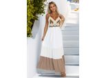 Numoco Abito Boho Da Donna Con Top All'uncinetto Maxi Abito Estivo Abito Casual Abito Lungo Abito Tunica, Bianco/Ecru/Beige, Taglia XS-L
