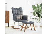 Syfax™ Sedia A Dondolo Con Sgabello In Velluto Grigio Scuro