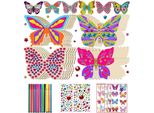 Habarri | Set Creativo Da Colorare - 24 Pezzi - Per Bambini Dai 4 Anni In Su - Set Artistico Con Pastelli, Colori E Adesivi - Farfalle