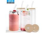Va-Cerulean Bicchieri Da Cocktail Con Coperchio Bicchieri Da Cocktail Con Cannuccia Set Di 4, 500ML Bicchieri Da Cocktail Bicchieri Da Caffè Freddo Acqua Per Frullato, Latte, Macchiato, Whisky Famiglia, Campeggio, Festa, Bar