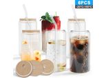 Va-Cerulean Bicchieri Da Cocktail Con Coperchio Bicchieri Da Cocktail Con Cannuccia Set Di 6, 500ML Bicchieri Da Cocktail Bicchieri Da Caffè Freddo Acqua Per Frullato, Latte, Macchiato, Whisky Famiglia, Campeggio, Festa, Bar