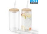 Va-Cerulean Bicchieri Da Bere Con Coperchio Bicchieri Da Cocktail Con Cannuccia Set Di 2, 500ML Bicchieri Da Cocktail Bicchieri Da Caffè Freddo Per Frullato, Latte, Macchiato, Whisky Famiglia, Campeggio, Festa, Bar