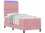 Syfax™ Letto A Sorgente Led Con Materasso Rosa 80 X 200 Cm Tessuto
