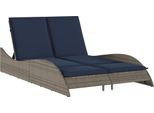 Vidaxl Lettino Con Cuscini Grigio 114X205X73 Cm Poli Rattan