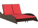 Vidaxl Lettino Con Cuscini Marrone 114X205X73 Cm Poli Rattan