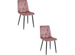 Sedie Libra In Velluto Rosa Con Gambe Nere (Set Di 2)