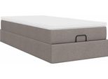 Syfax™ Struttura Letto Pouf Con Materasso Tortora 90X200 Cm In Tessuto
