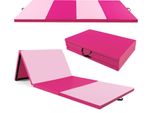 Costway 300X120X5Cm Tappetino Morbido Per Pavimento, Tappetino Da Ginnastica Pieghevole, Tappetino Da Palestra Con Chiusura Per Arrampicata E Maniglie Per Il Trasporto, Tappetino Da Fitness E Yoga, Rosa
