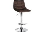 Sgabello Da Bar Regolabile In Velluto - Sgabello Elegante - Comfort Girevole A 360° | Colore: Marrone | Colore Base: Cromo