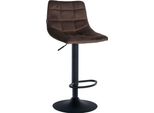 Sgabello Da Bar Regolabile In Velluto - Sgabello Elegante - Comfort Girevole A 360° | Colore: Marrone | Colore Base: Nero