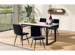Set Da Pranzo Sweiko, (Set, 140/180×80×75Cm Tavolo Da Pranzo Con 4 Sedie), Set Di Tavolo Da Cucina Moderno, Sedie Da Pranzo In Velluto Nero, Piano Del Tavolo In Mdf In Bianco, Gambe Del Tavolo Nere