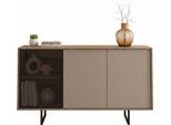 Dmora Credenza Capena 184X40X87H Cm Marrone Noce, 3 Ripiani 6 Vani