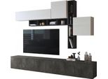 Dmora Parete Attrezzata Ippona 276X40X200H Cm Nero Antracite, 5 Ripiani Modulabile