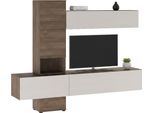 Dmora Parete Attrezzata Isola 240X50X196H Cm Marrone Noce, Ripiani Modulabile